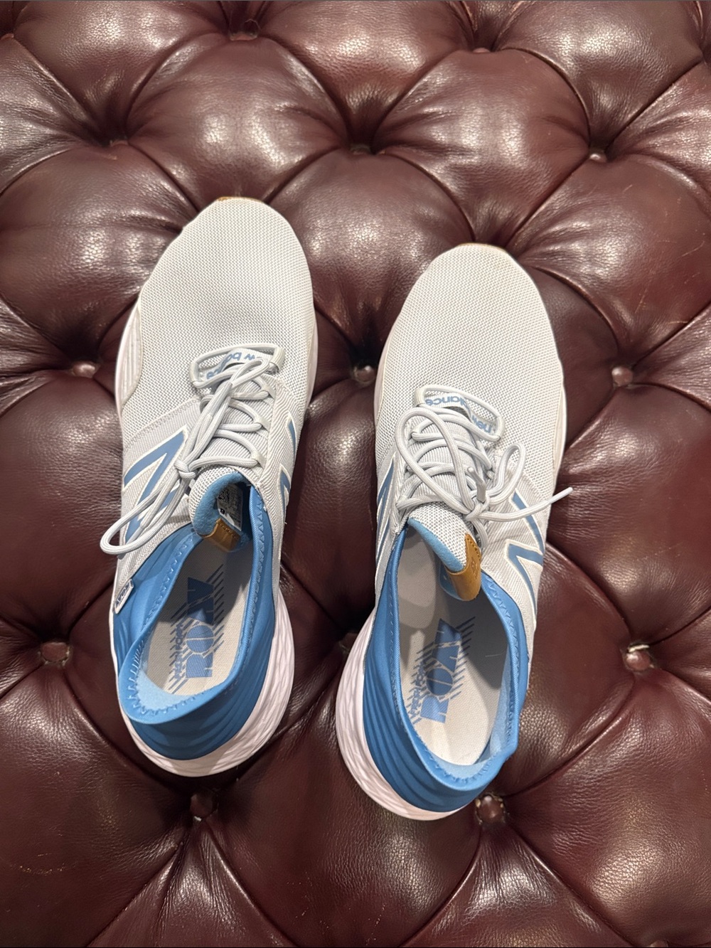 New Balance Light Gray and Sky Blue Men’s Athletic Sneakers